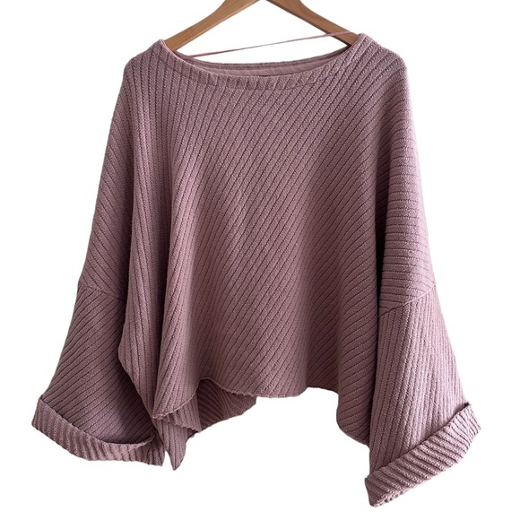 Free People I Can't Wait Dolman Sweater Pink Size Medium Cropped Pullover - Picture 4 of 7